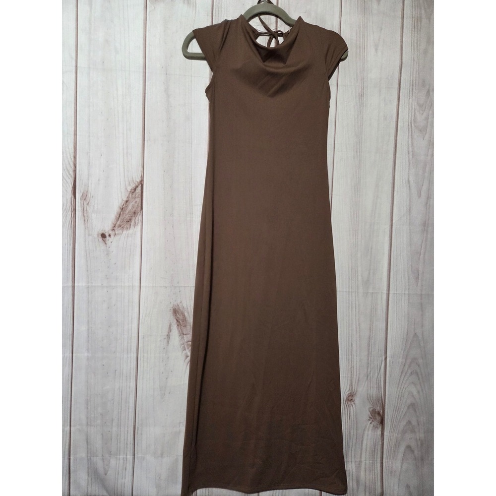 Wild Fable‎ Brown Cowl Neck Open Back Maxi Dress Small NWT Bodycon